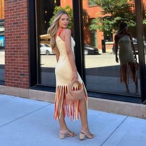 Midi Dress in Yellow & Orange